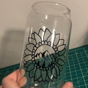 Beer Can Glass with Sunflower Mountains